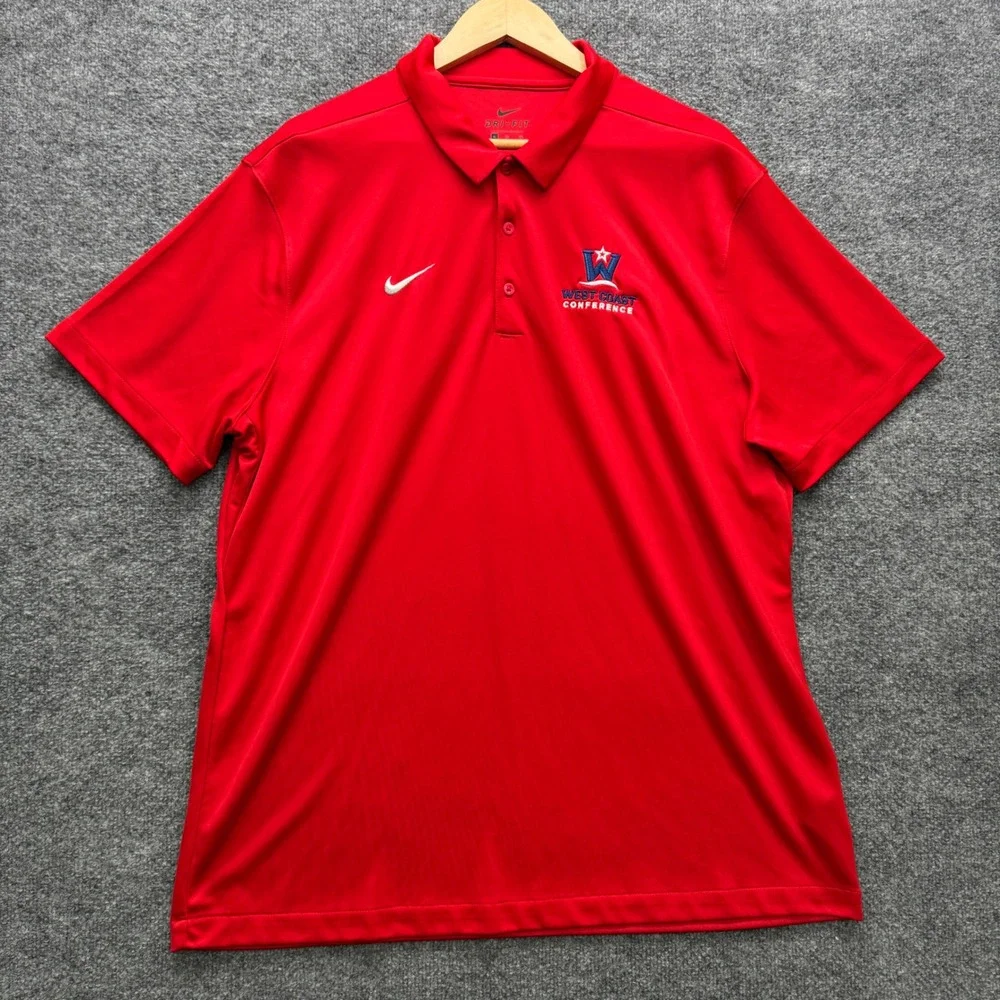 Nike West Coast Conference Polo Shirt Mens XL Red Short Sleeve Golf Athletic